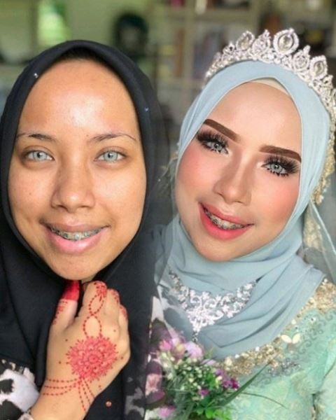 Индонезийские невесты до и после нанесения макияжа (25 фото)