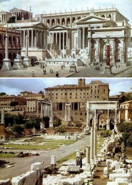 Знаменитые римские сооружения 2000 лет назад и сейчас (6 фото)